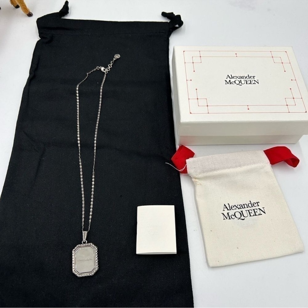 Women’s Alexander McQueen logo engraved pendant necklace made in Italy